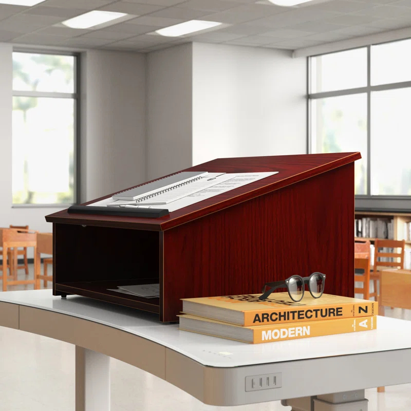 13.75'' Wood Tabletop Lectern with Storage