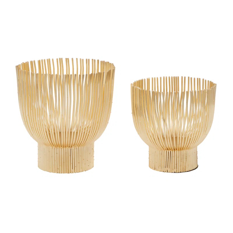 Cosmoliving By Cosmopolitan 2-Piece Cream Metal Candle Holder | Wayfair
