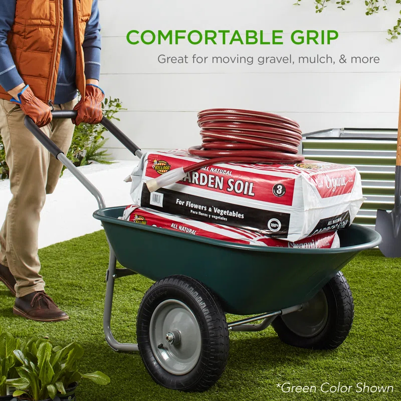 Best Choice Products Best Choice Products Dual-Wheel Home Wheelbarrow Yard Garden Cart For Lawn, Construction