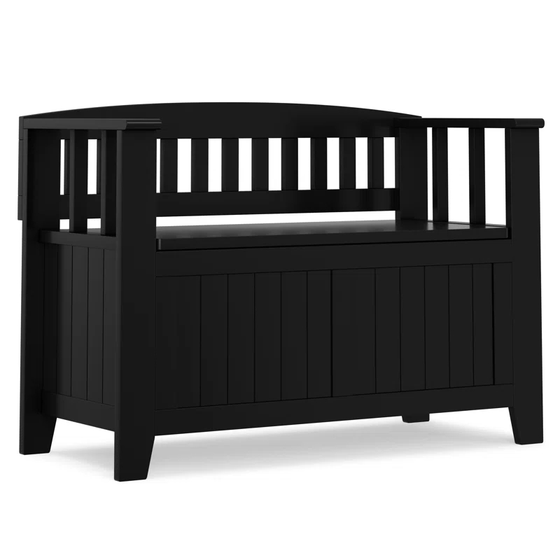 Simpli Home Acadian Solid Wood Entryway Storage Bench with Lift-Top Lid and Dual Compartments
