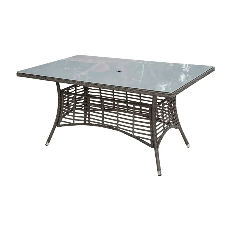 Panama Jack Outdoor Graphite Rectangular Glass Outdoor Dining Table