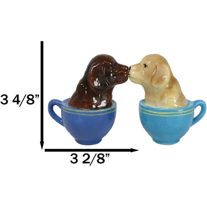 Trinx Chocolate And Fawn Teacup Labrador Puppy Dogs Salt Pepper Shakers Set