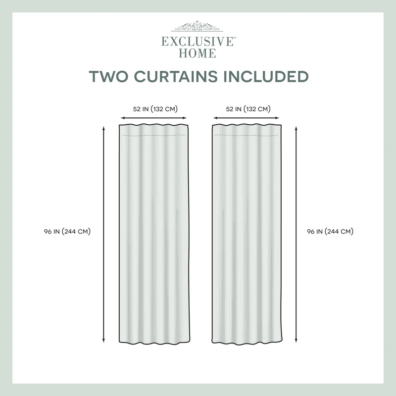 Amalgamated Textiles Exclusive Home Catarina Layered Solid Room Darkening and Sheer Hidden Tab/Rod Pocket Top Curtain Panel Pair (Set of 2)