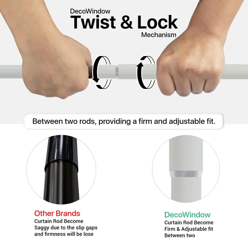 Deco Window Adjustable Curtain Rod for Windows 44 to 120 In Extendable Heavy Duty Iron Drapery Pole with Finials