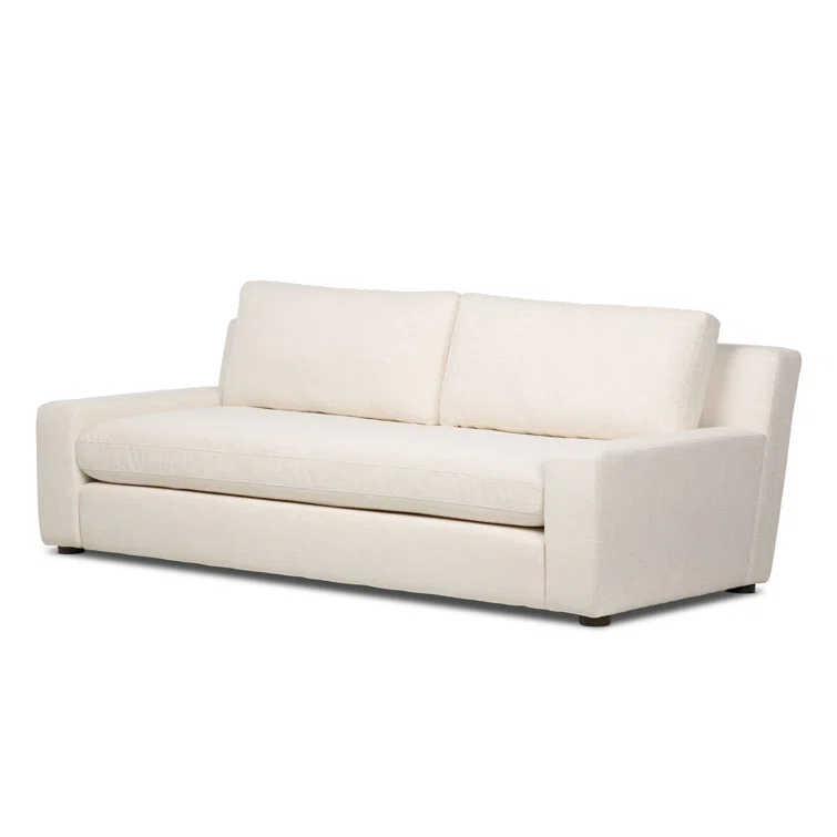 Snow White Crypton Velvet Track Arm Sofa, 89"