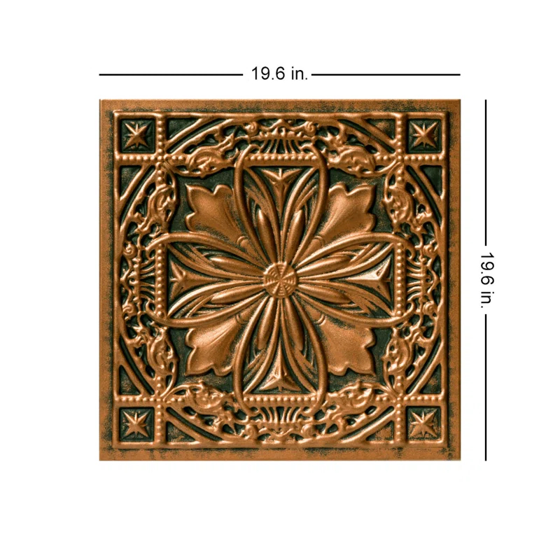 A La Maison Ceilings Lucas's Shield 19.63'' L x 19.63'' W Textured Polystyrene Glue Up Ceiling Tile (Set of 96)