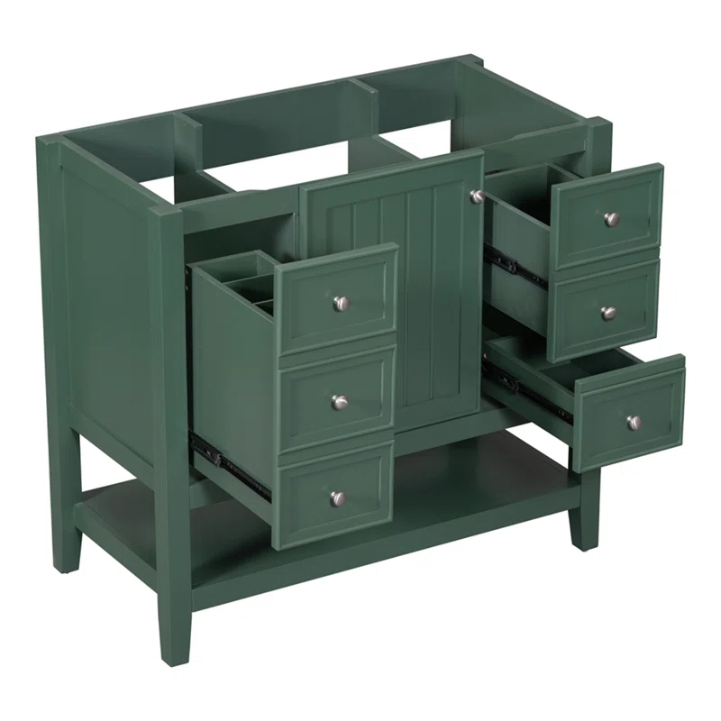 (Base Only) 36" Bathroom Vanity Without Sink, 1 Cabinet And Three Drawers