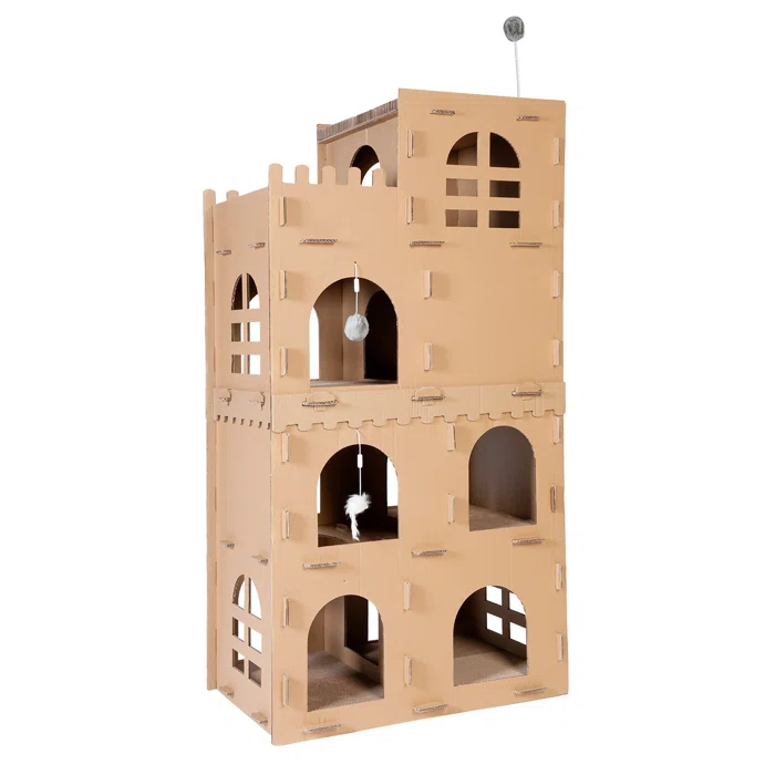 FurHaven Tiger Tough Castle Playground Deluxe Scratcher House