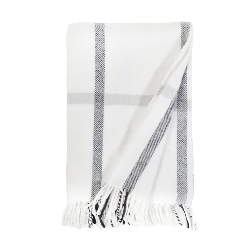 Copenhagen Brushed Cotton Throw by Pom Pom at Home - White and Gray