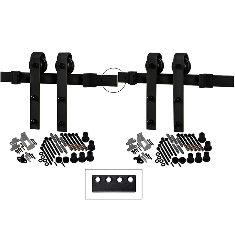 MMI DOOR K-Plank 72'' x 84'' Solid + Manufactured Wood Paneled with Installation Hardware Kit Barn Door