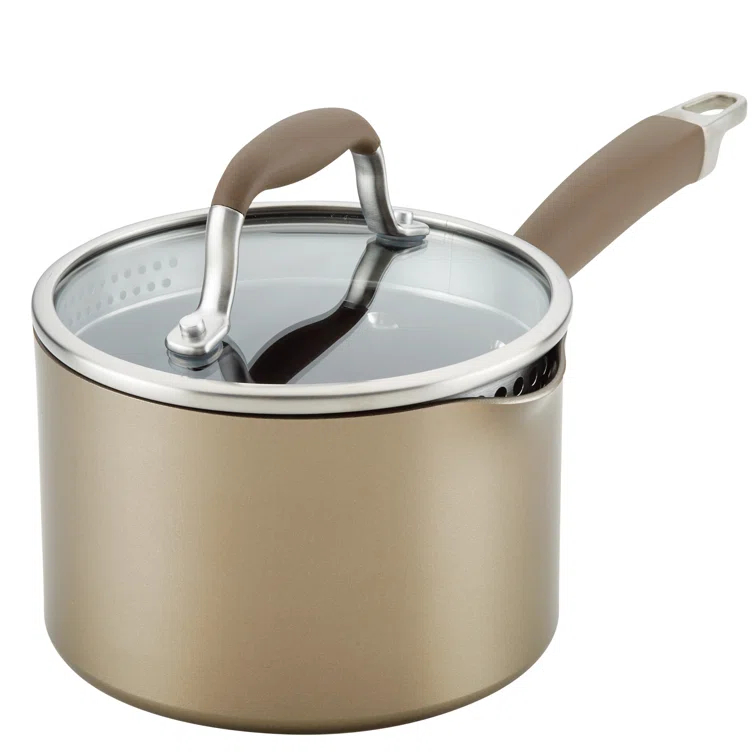 Anolon Anolon Advanced Home Hard Anodized Nonstick Saucepan With Straining Lid, 2 Quart