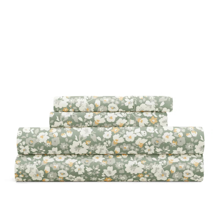 IEnjoy Home 4 Piece Sheet Set Patterned Microfiber Ultra Soft Bedding in Floral Dream