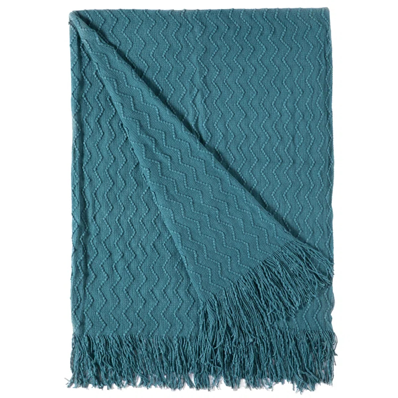 Decorative Throw Blanket - 50x60" Soft Knit with Fringe Edges for a Cozy Touch to Your Living Space