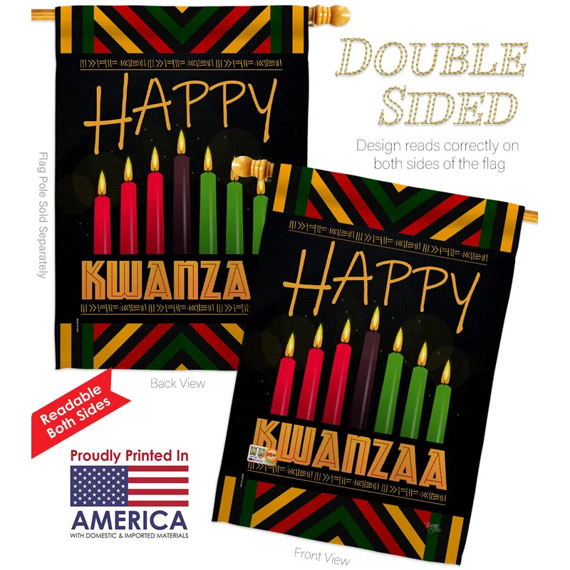Breeze Decor Double Sided 40'' H x 28'' W Polyester Kwanzaa Flag Set