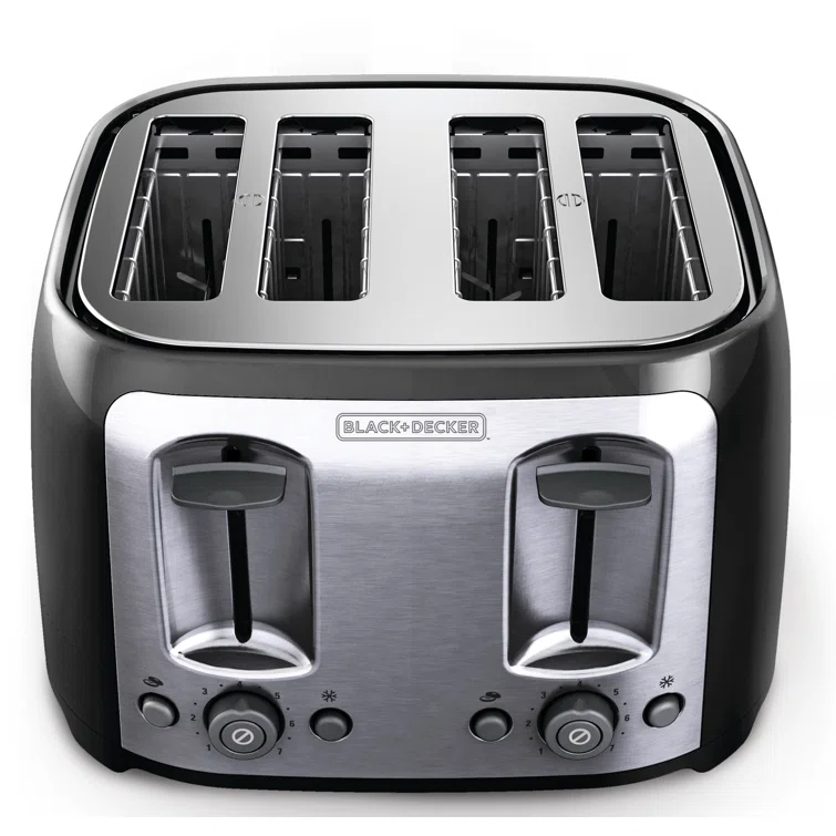 BLACK+DECKER Black & Decker 4-Slice Toaster, Extra Wide Slots, 7 Shade Settings, 1400 Watts, Frozen and Bagel Buttons, Toast Shade Selector, Extra Lift