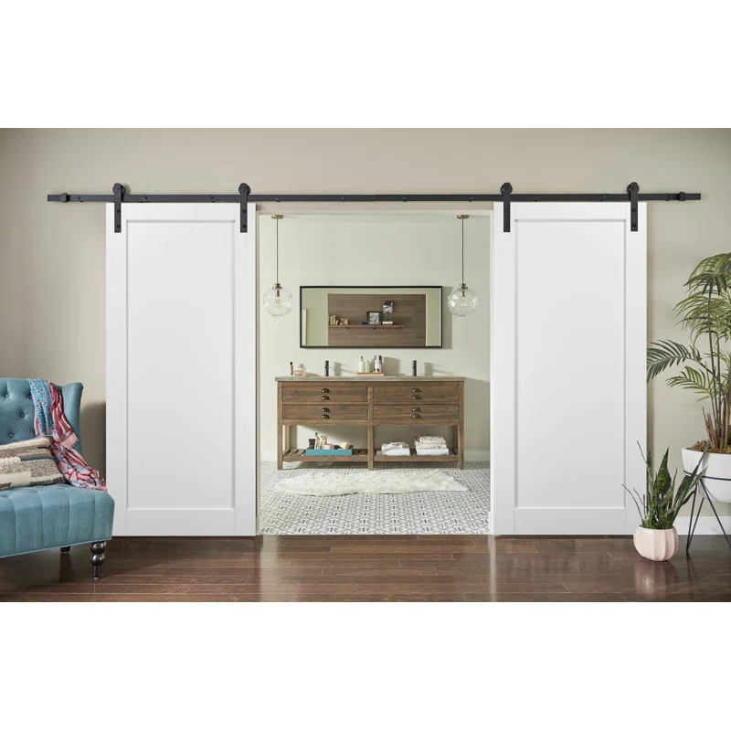 SARTODOORS Quadro Paneled Manufactured Wood Barn Doors with Hardware