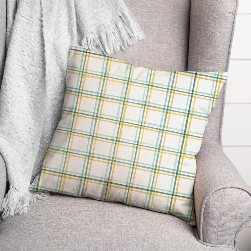Plaid Indoor/Outdoor Reversible Throw Pillow