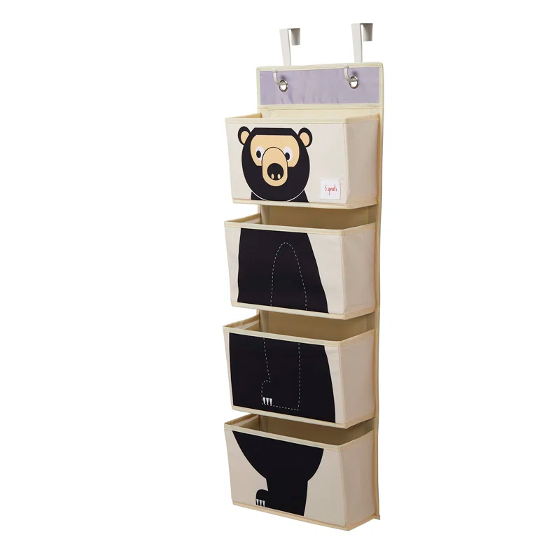 3 Sprouts - Children's Nursery Over the Door Organizer with Hooks - Bear