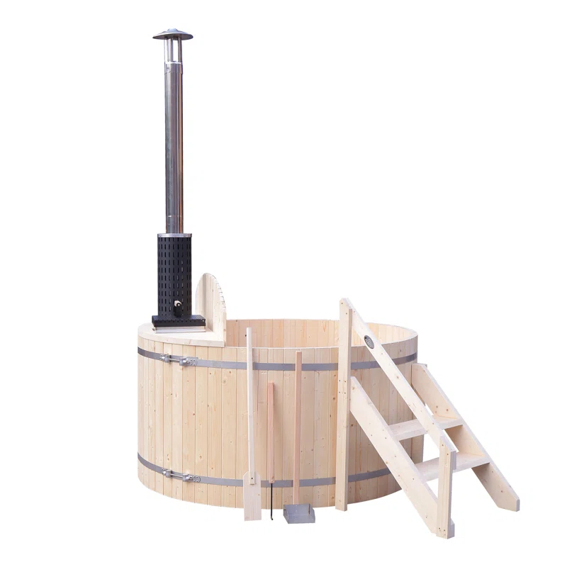 ALEKO Wood-Fired Hot Tub and Ice Bath with Internal Stove – 4-5 Person – Pine