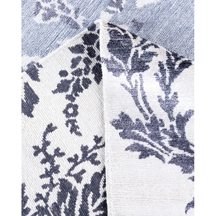 Solo Rugs One-of-a-Kind Rectangle 9'3" X 12'4" New Age Silk Area Rug Blue