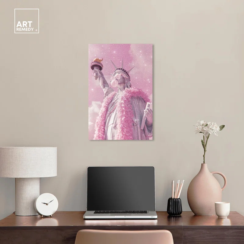 Art Remedy Statue of Style and Pop Canvas Pink Pop Wall Art by Art Remedy