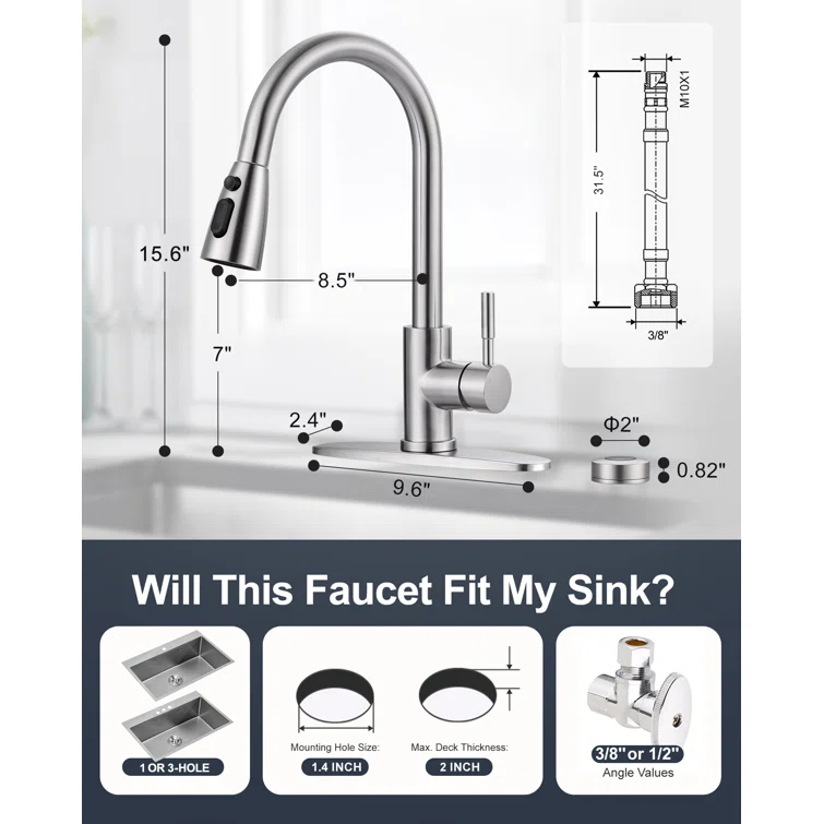 ARCORA Automatic Smart Mobile Motion Sensor Kitchen Sink Faucet with 3 Modes Pull-Down Sprayer AR7100301-MS