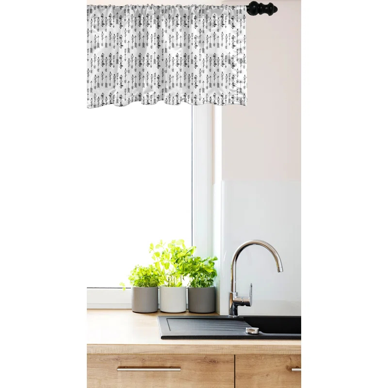 Ambesonne Ambesonne Black White Valance Pack of 2 Sketch Shape Black and White