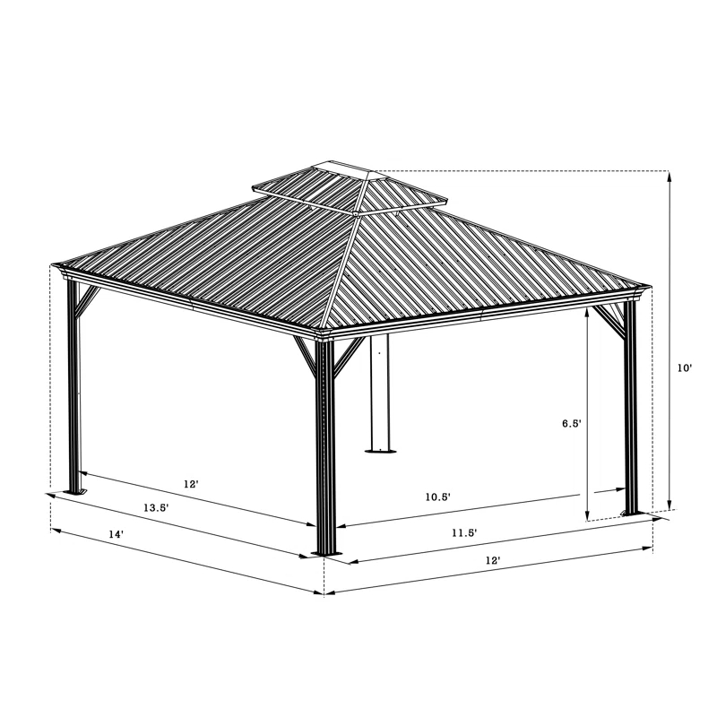 Kozyard Kozyard Alexander Gray Double Roof Hardtop Gazebo with Privacy Curtain Mosquito Netting