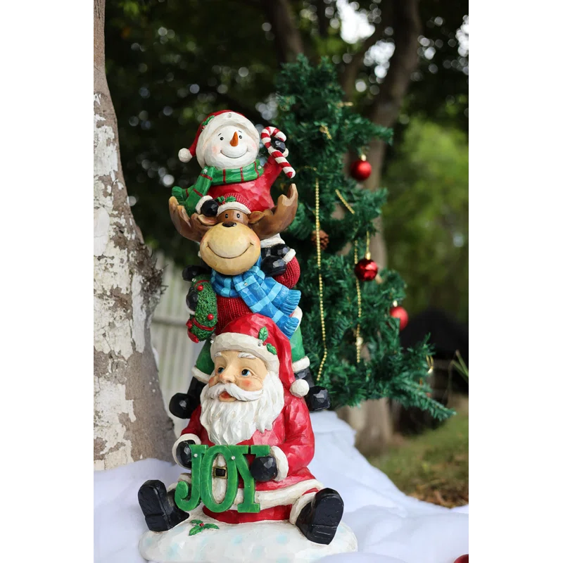 Stacking Snowman Elk Santa Christmas Decoration with LED Lights Battery Operated Indoor Use Only
