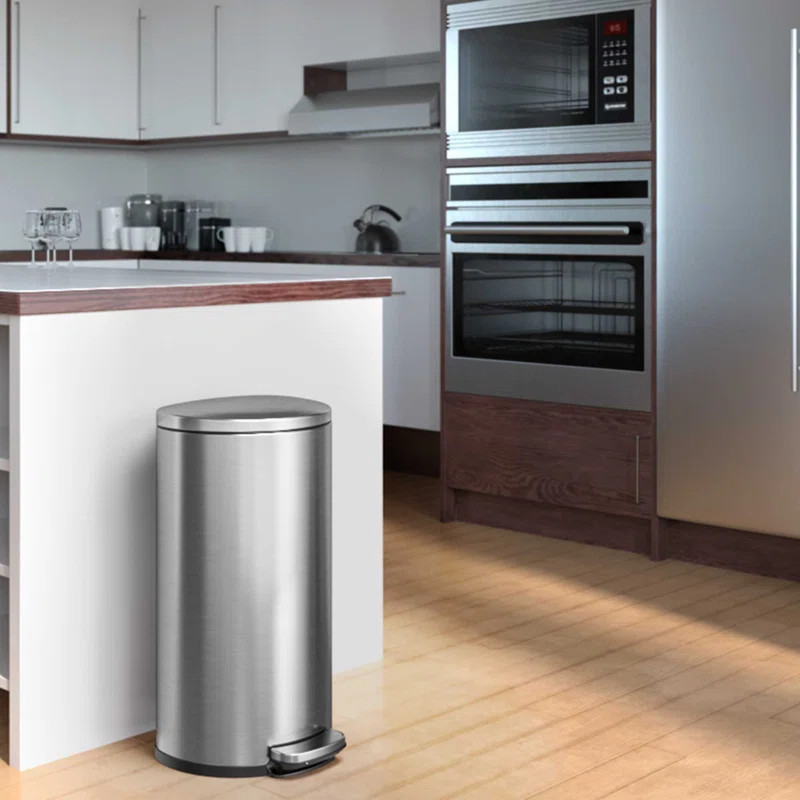 iTouchless Itouchless Softstep 8 Gallon Stainless Steel Step Trash Can With Odor Filter, 30 L Kitchen, Home, Office, Bathroom Pedal Garbage Bin, Removable Bucket