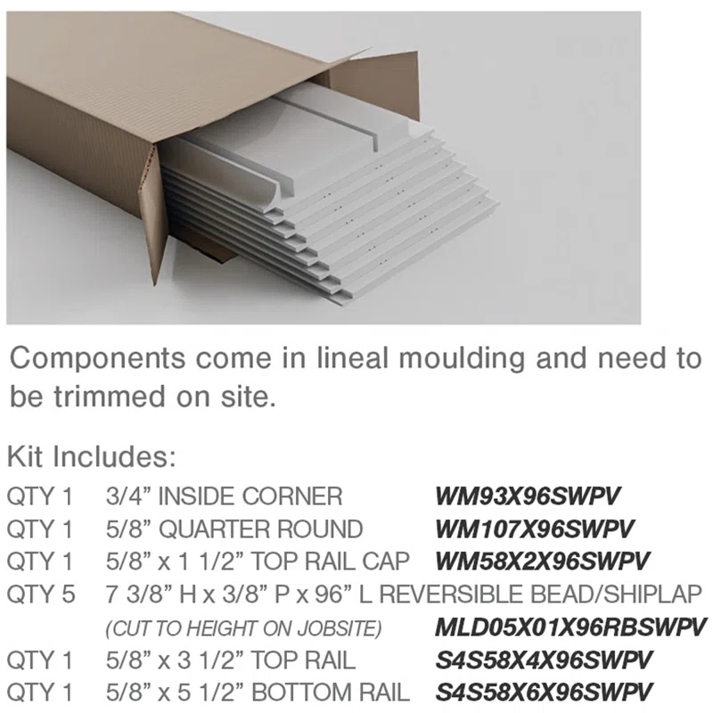 Deluxe Shiplap with a Nickel Gap 8' Length PVC Wainscoting Kit