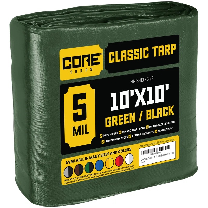 Core Tarps 5 Mil Heavy Duty Polyethylene Tarp, Waterproof, UV Resistant
