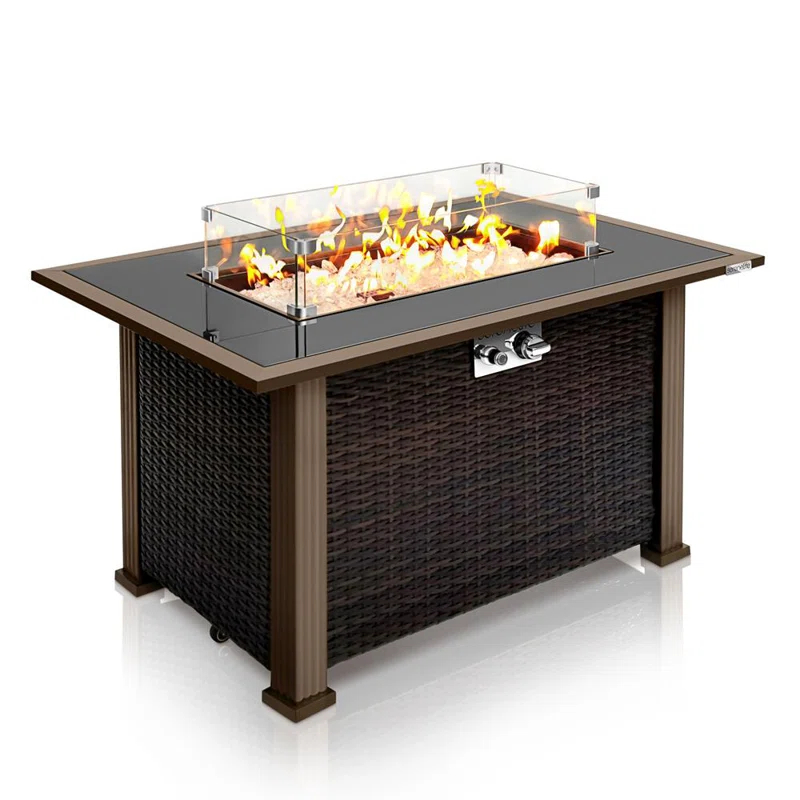 SereneLife 24.8" H x 43.31" W Propane Outdoor Fire Pit Table