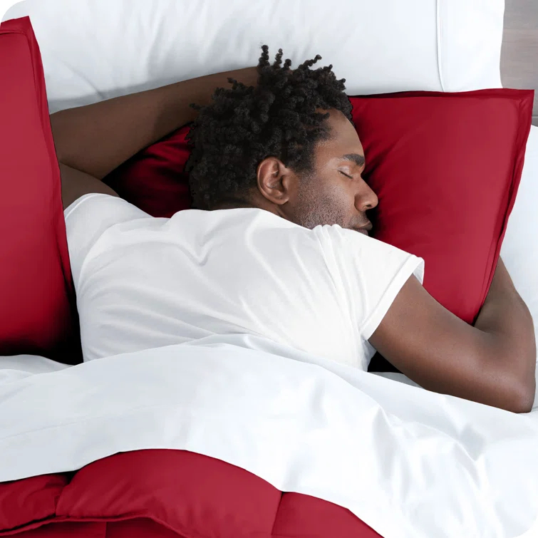 Oversized Queen Dark Blue Double Brushed Duvet Cover Set by Bare Home