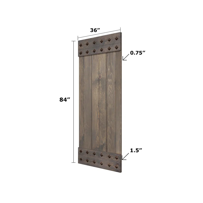 IsLife 84'' Solid Wood Paneled Matte with Installation Hardware Kit Barn Door