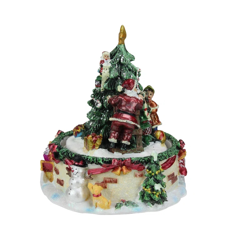 Northlight Seasonal 5.5" Musical Santa Claus and Christmas Tree Winter Scene Rotating Tabletop Decoration