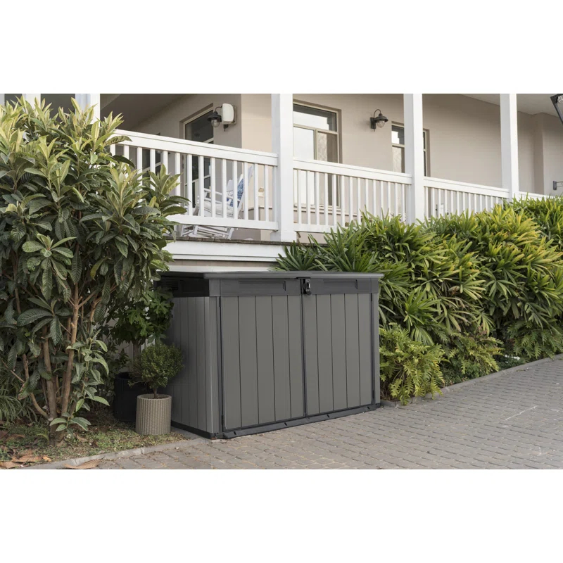 Keter Premier Jumbo 6.2x4.3 ft. Horizontal Durable Resin Outdoor Storage Shed With Floor and Double Doors for Garden Patio Furniture and Tools