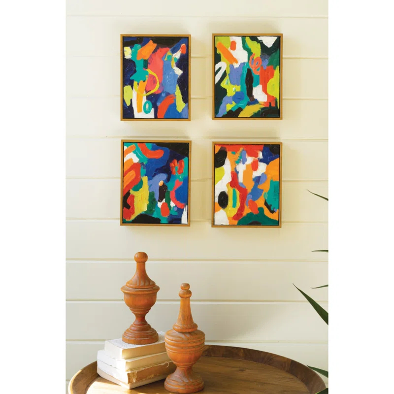 Kalalou " Set Of 4 Abstract Oil Painting " 4 - Pieces Painting Print