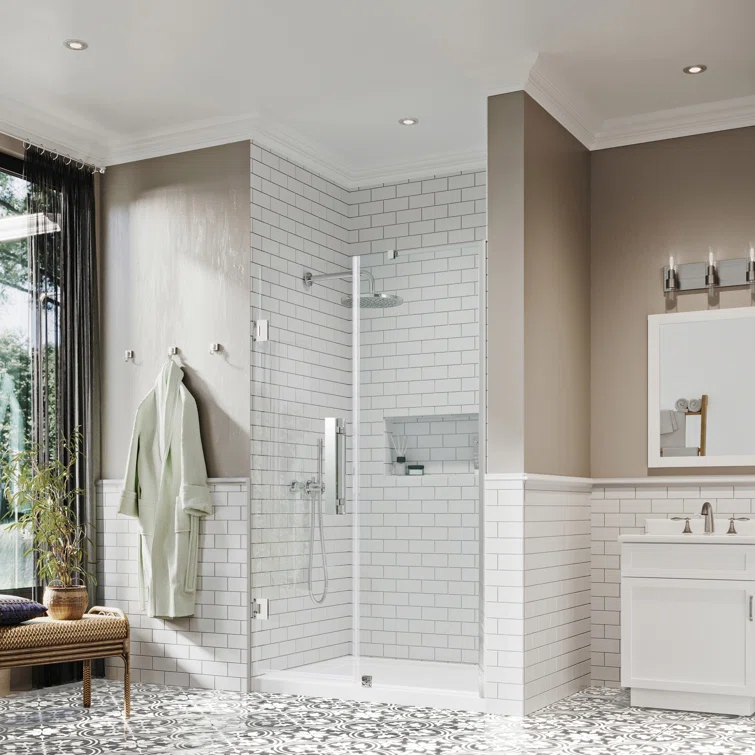 Ove Decors Endless Tampa-Pro 60" W x 72" H Alcove Frameless Shower Kit, Door, Panel, Base TP0180190