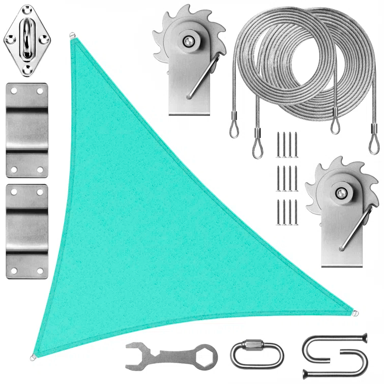 ColourTree Colourtree Triangle Waterproof Sun Shade Sail With Installation Winch Kit