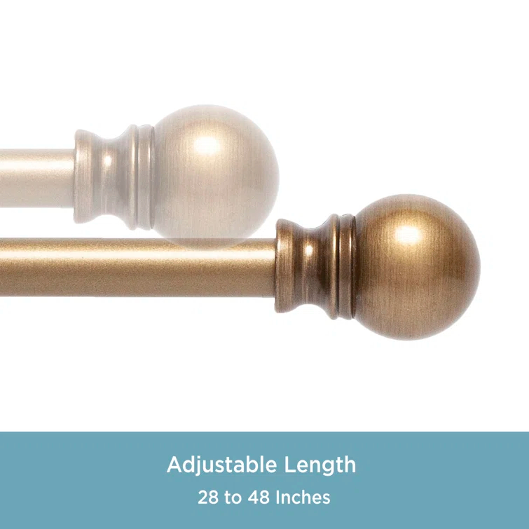Kenney Kingstown Metal Adjustable 0.5" Single Curtain Rod