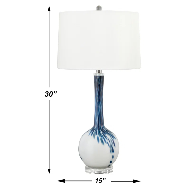 Medallion Lighting Sanremo 30 in. Blue & White Glass Table Lamp