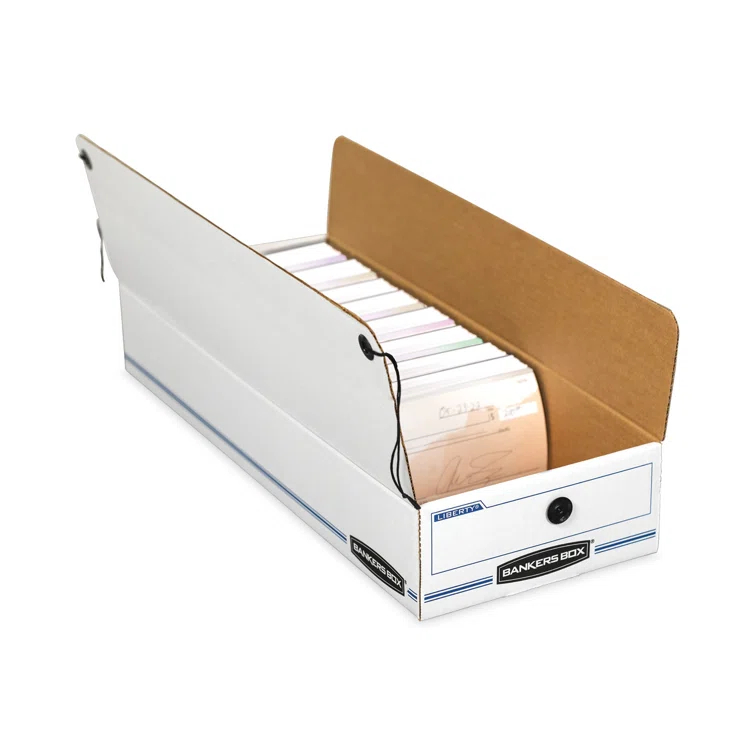 Bankers Box® Liberty Check/Deposit Slip Storage Box, 9 x 23 x 4, WE/BE, 12/Carton