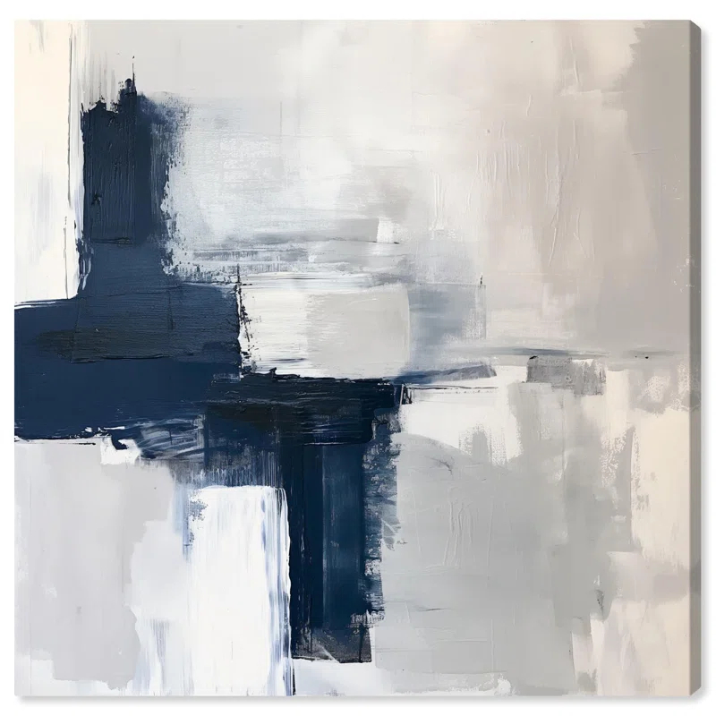 Art Remedy Tides of Indigo Canvas Neutral Abstracts by Art Remedy