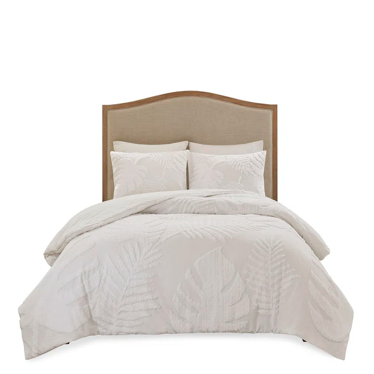 Madison Park Bahari Tufted Cotton Chenille Palm Duvet Cover Set