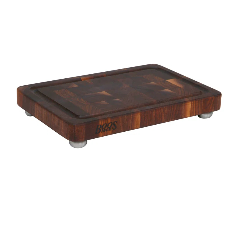 John Boos BoosBlock® 1.75" End Grain Walnut Cutting Board with Stainless Steel Feet