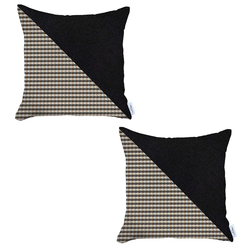 Boho-Chic Houndstooth Pillow Cover (Set of 2)