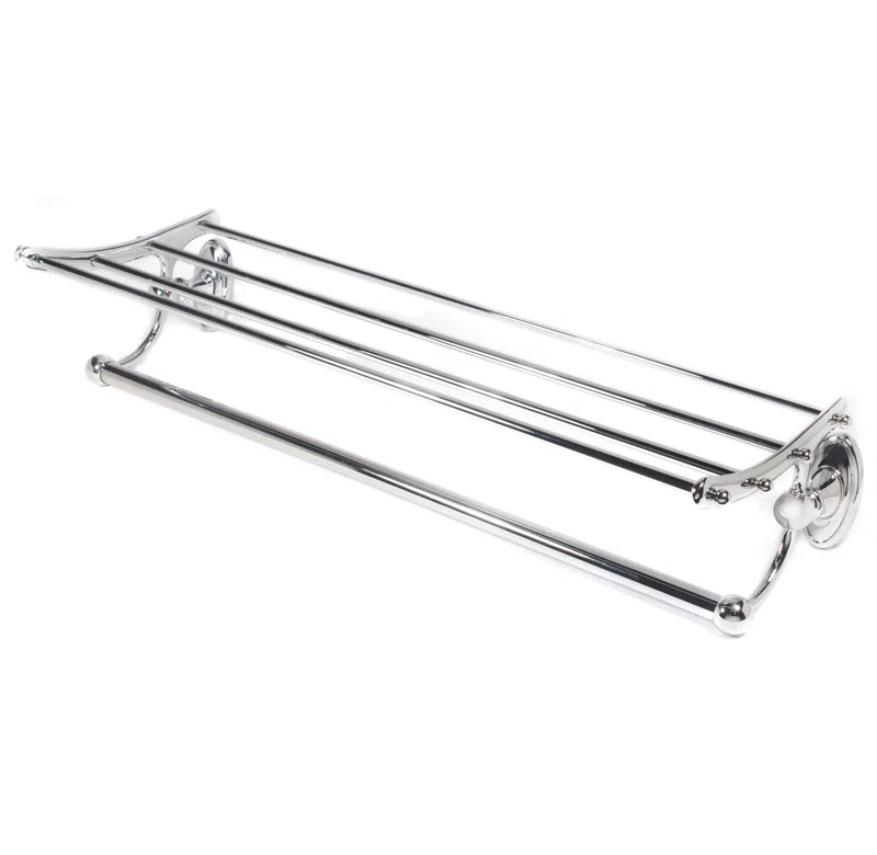 Alno Inc Classic Traditional 2 Piece Metal Bracket Shelf with Towel Bar