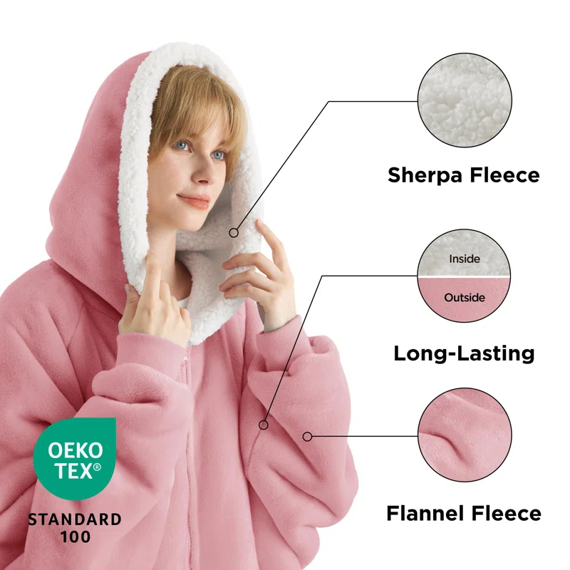 Bedsure Bedsure Blanket Hoodie - Sherpa Wearable Blanket With Zipper As Gifts For Mom Women Girlfriend, Winter Cozy Blanket Jacket
