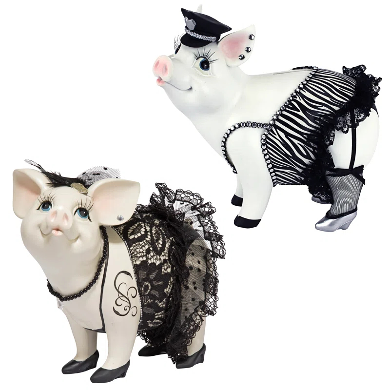 Design Toscano Lace and Lard, Pig Statues